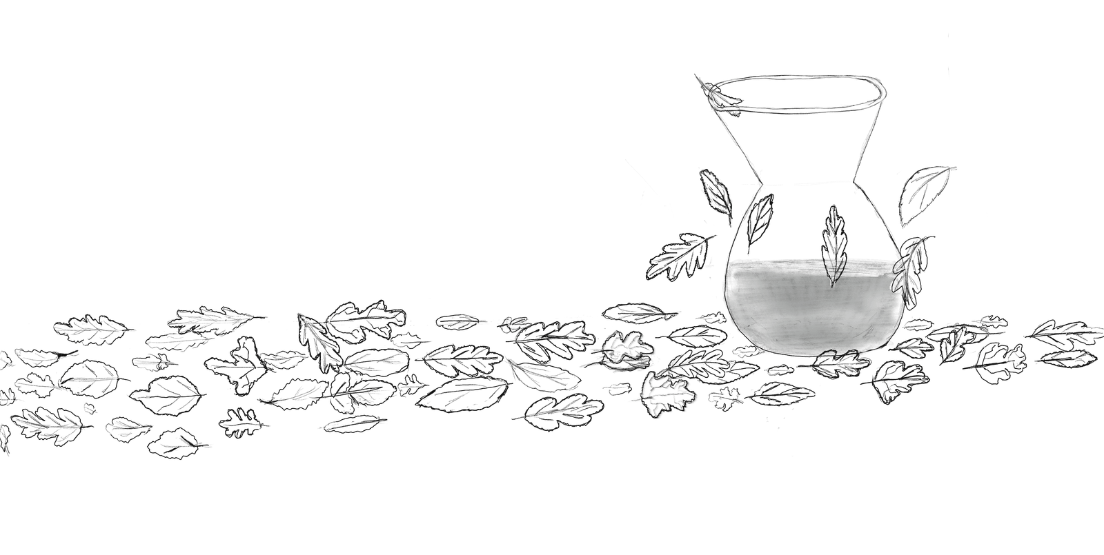 un vase et des feuilles tombant par Lyna BALENGA